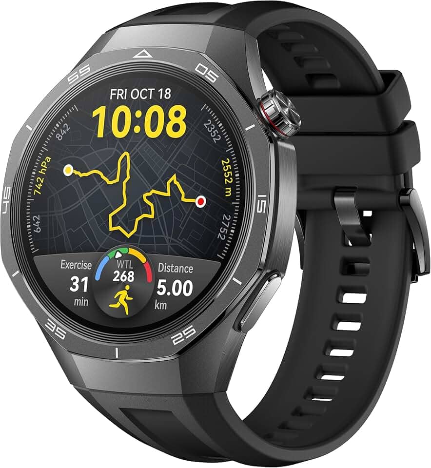 Smartwatch, HUAWEI WATCH GT 5 Pro 46mm, Cerâmica e Titânio, Monitoramento Esportivo Profissional, Mapas de campos de golfe, Até 2 Semanas de Bateria, Compatível com iOS e Android, Preto