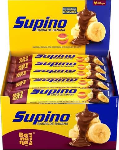 Banana Brasil - Barra De Frutas Supino Original Banana Com Chocolate Ao Leite - (20 unidades de 24g)