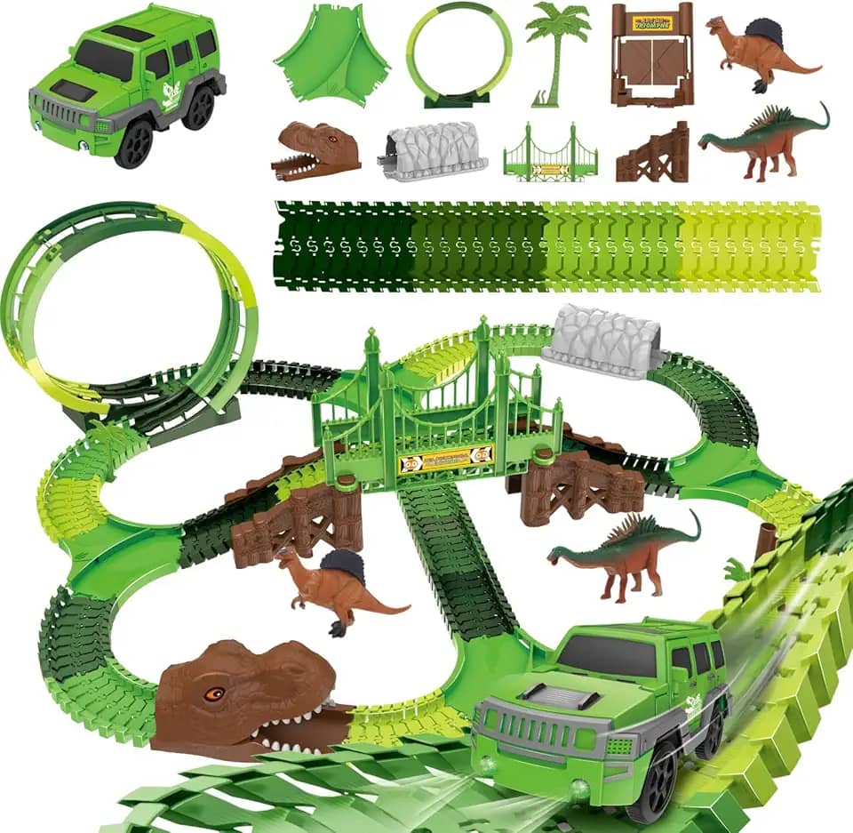 Pista Dinossauro Carrinhos com Looping Radical Túnel Brinquedo Luz e Som 92 Peças (217)
