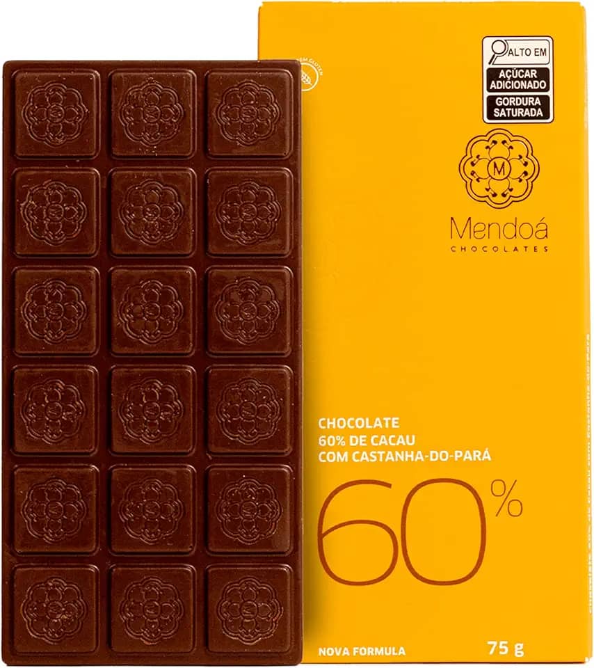 Chocolate Mendoá Linha Clássica 60% Cacau Com Castanha-do-Pará - 75g