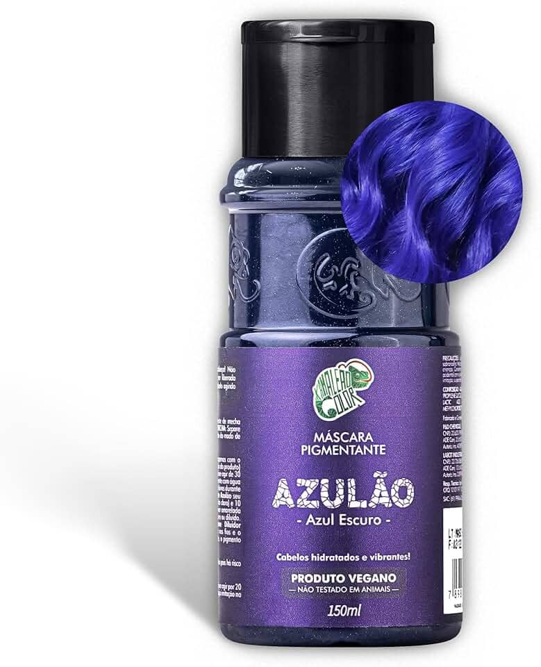 Kamaleão Color – Máscara Pigmentante Semi-Permanente, Azulão - Cores Vibrantes e Hidratação Intensa – Low Poo, Vegano, Cruelty Free – 150ml