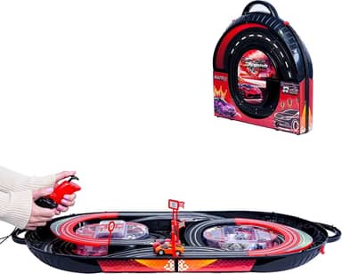 Autorama Portátil com 2 Carrinhos, Pista 94x44cm, Maleta de Transporte