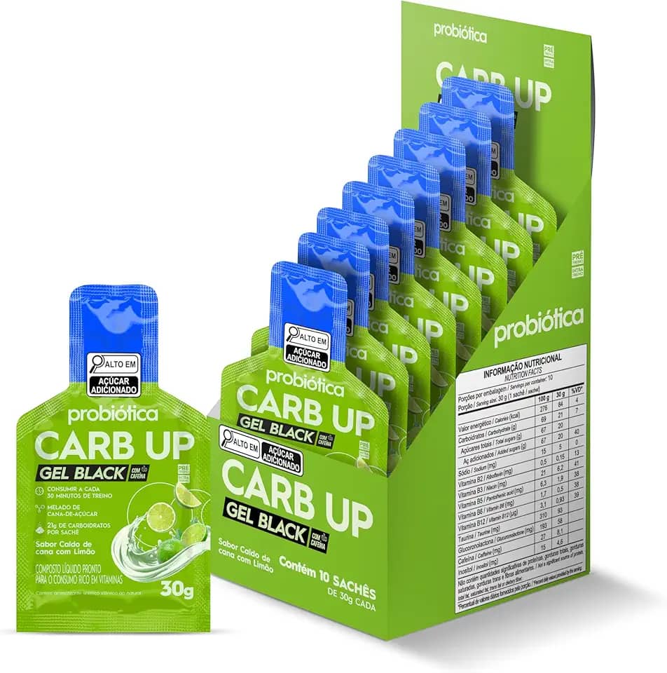 Probiótica Carb Up Black Gel (300G) Caixa 10 Unidades Caldo De Cana C/Limão