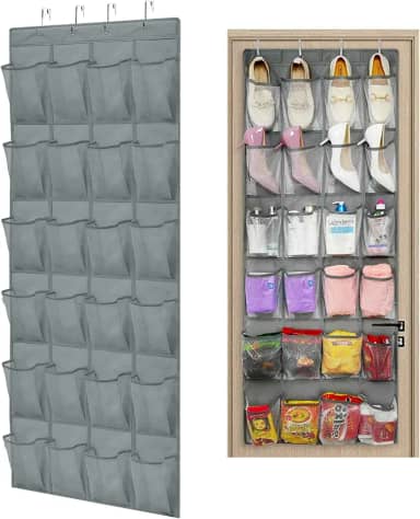 Sapateira de Porta, Sapateira Organizadora de Porta, Organizador de Sapatos, Porta Sapato, Sapateira Transparente Pendurável, Sapateira Vertical (Cinza Escuro)