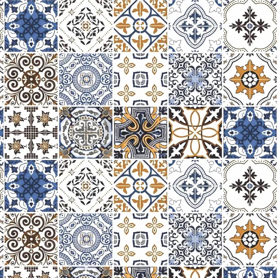 Papel de Parede Adesivo Lavável Para Cozinha Banheiro Azulejo Diversos Modelos Rolo 1m Azulejo:AJ006