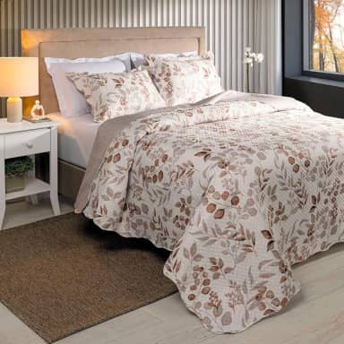Kit Cobre Leito Colcha Boutis 3 Peças Matelassado Dupla Face Nano Printing (Ingrid Fendi, Queen)
