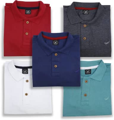 Kit 5 Camisa Polo Envoy Tecido Piquet Básica Masculina