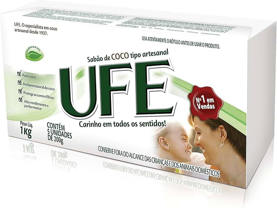 Sabão Pedra Coco 5x200g, UFE, Branco, 5X200 g
