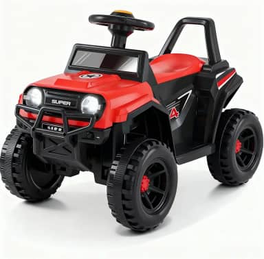 Jipe Elétrico Infantil 6V Off-Road com Rodas Grandes URBANIUS, Luzes, Buzina e Som, Aceleração por Pedal, Certificação INMETRO, 1 a 4 Anos, Até 30 kg