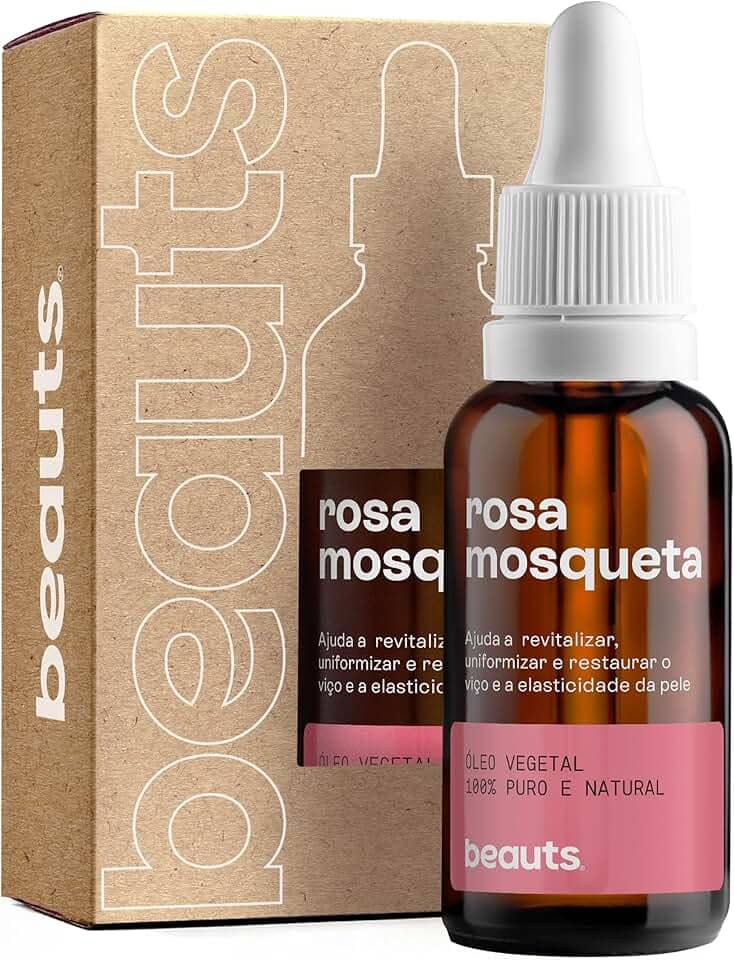 Óleo de Rosa Mosqueta - Puro, Uniformizador, Hidratante e Antioxidante - Para Manchas, Rugas, Estrias e Melhor Elasticidade - Uso Facial, Oleo Corporal e Cabelos - 100% Pura Natural Vegano - 30 mL Beauts