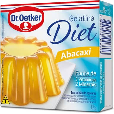 Dr. Oetker Gelatina em Pó Diet, Sabor Abacaxi, Sobremesa com Sabor e Consistência Deliciosa, Fácil de Fazer, 12g