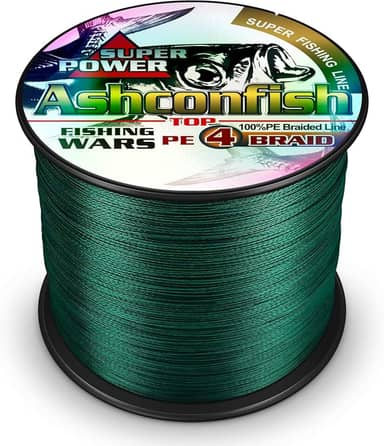 Ashconfish Linha de pesca trançada super forte - 4 fios fio de pesca 300 m/328 jardas corda de pesca 18 kg - resistente à abrasão incrível superlinha zero stretch pequeno diâmetro - verde musgo