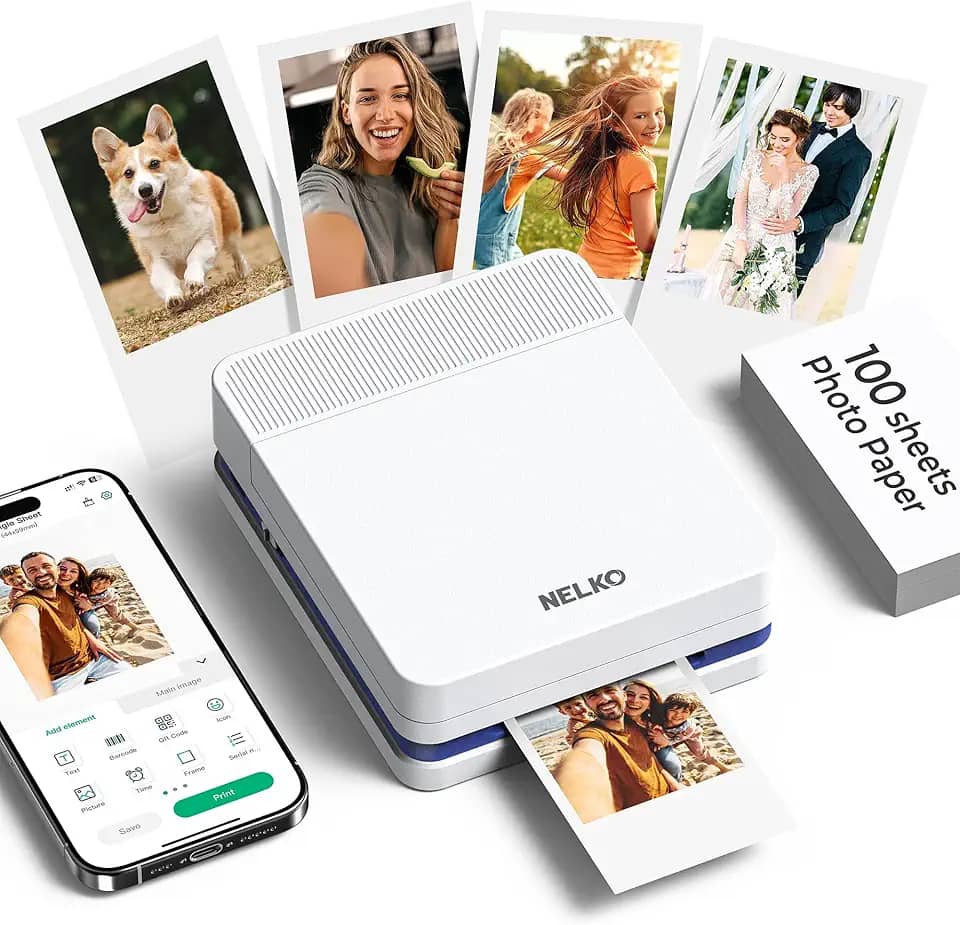 Nelko PP03 Impressora fotográfica para smartphone, branca