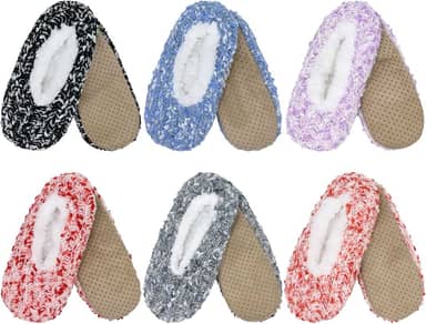 Pantufas felpudas confortáveis de microfibra super macias para adultos e meias forradas antiderrapantes