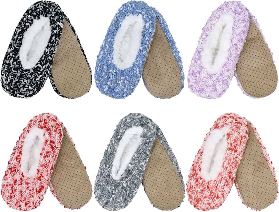 Pantufas felpudas confortáveis de microfibra super macias para adultos e meias forradas antiderrapantes