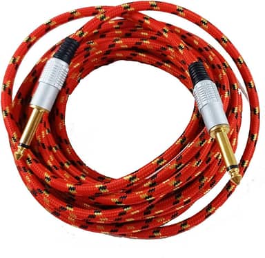 Cabo De Guitarra Mono Nylon P10 Para P10 Dourado 6.5mm 5 Metros Vermelho 8 1 067