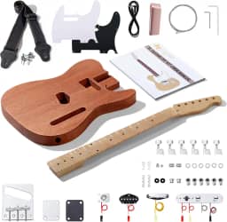 Leo Jaymz Kits De Guitarra Elétrica Estilo Tl Faça Você Mesmo Com Corpo De Mogno E Braço De Bordo - Escala De Bordo E Todos Os Componentes Incluídos (Cabeçote Tl Lj)