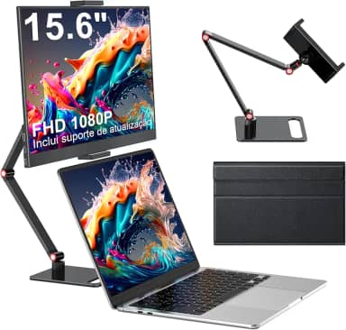 Monitor portátil com suporte 15.6 "-Laptop Extender de tela 1080P FHD para USB C hdmi Display de tela portátil Vesa compatível para Windows Mac/Android/Switch / PS5