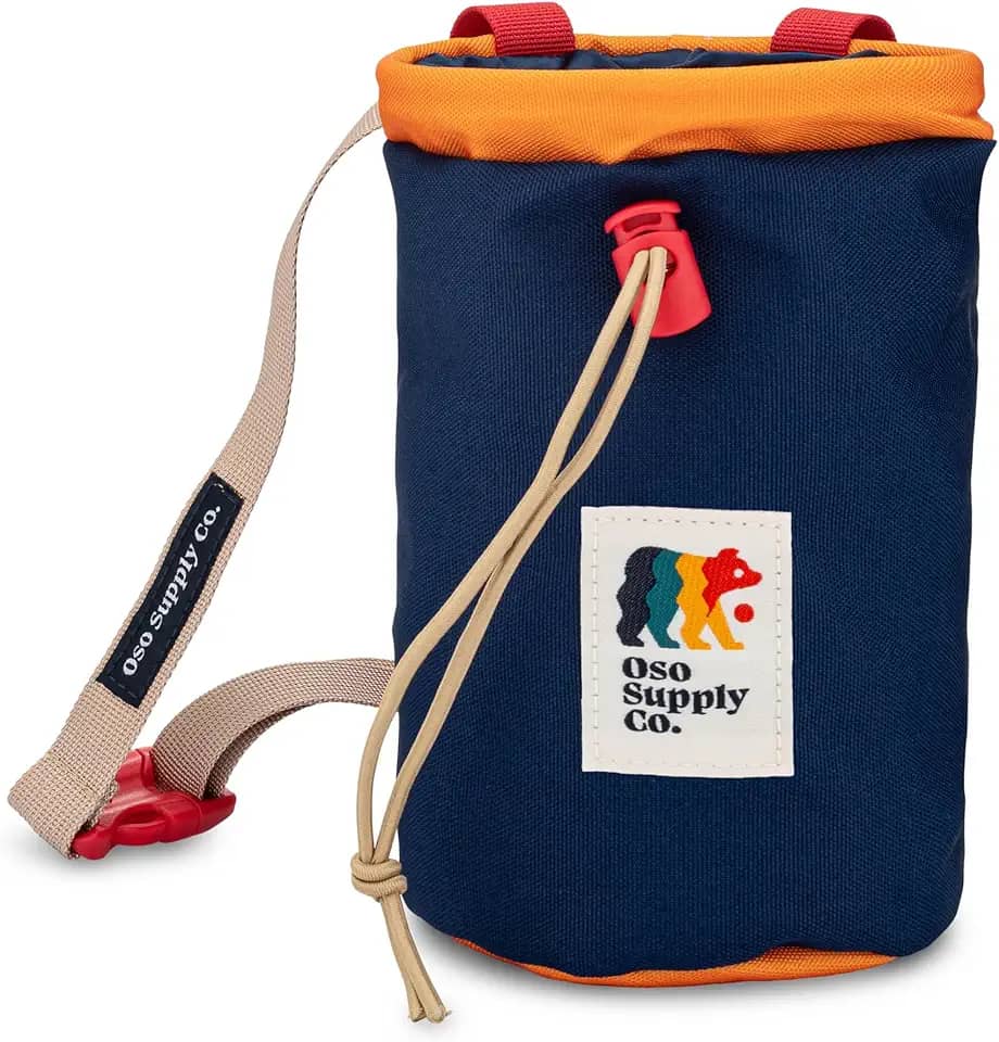 Bolsa de giz clássica para escalada em rocha, balde de giz com cinto de clipe rápido, bolsos com zíper e bolsa - Equipamento perfeito para escalada interna/externa