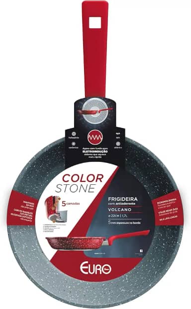 Euro Home - Frigideira 22 cm de Alumínio com Antiaderente ColorStone Volcano - ALU8259-VO