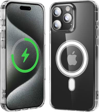 Capa para iPhone 15 Pro Max, Capinha Clear Case Magnetica Compativel com Mag-Safe Anti-Amarelamento Transparente, Resistente a Riscos e Anti Impacto Capa de Telefone para iPhone 15 Pro Max