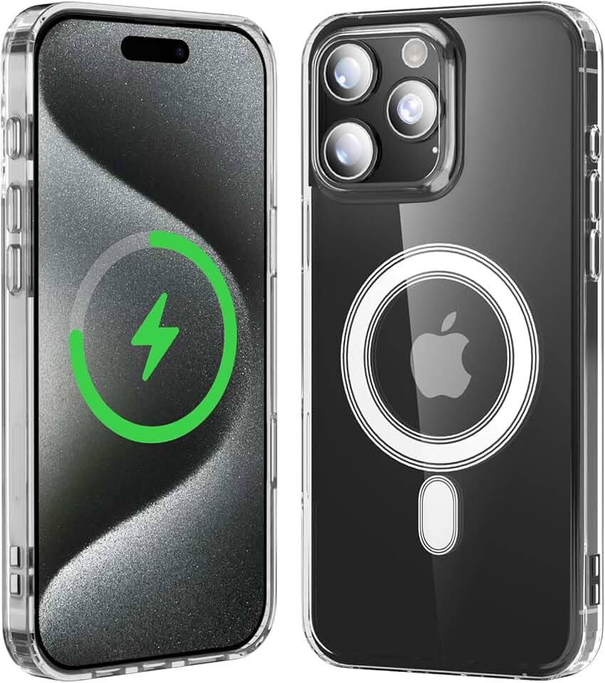 Capa para iPhone 15 Pro Max, Capinha Clear Case Magnetica Compativel com Mag-Safe Anti-Amarelamento Transparente, Resistente a Riscos e Anti Impacto Capa de Telefone para iPhone 15 Pro Max