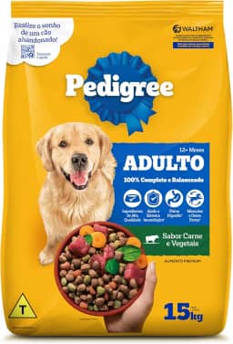 Ração Pedigree Carne e Vegetais Cães Adultos Raças Médias e Grandes 15 kg