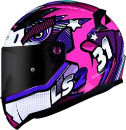 Capacete Feminino Ls2 FF353 Khan Rosa Roxo Branco