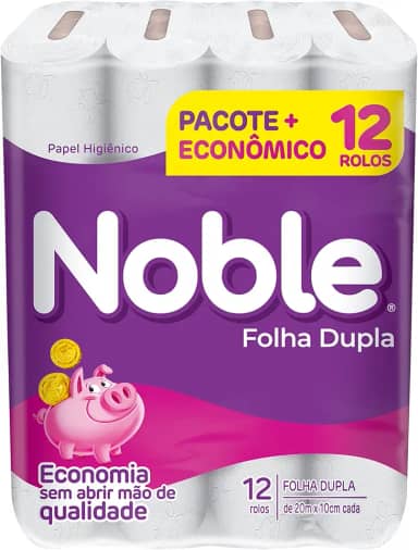 Papel Higiênico Folha Dupla Noble Neutro 12 Rolos De 20M