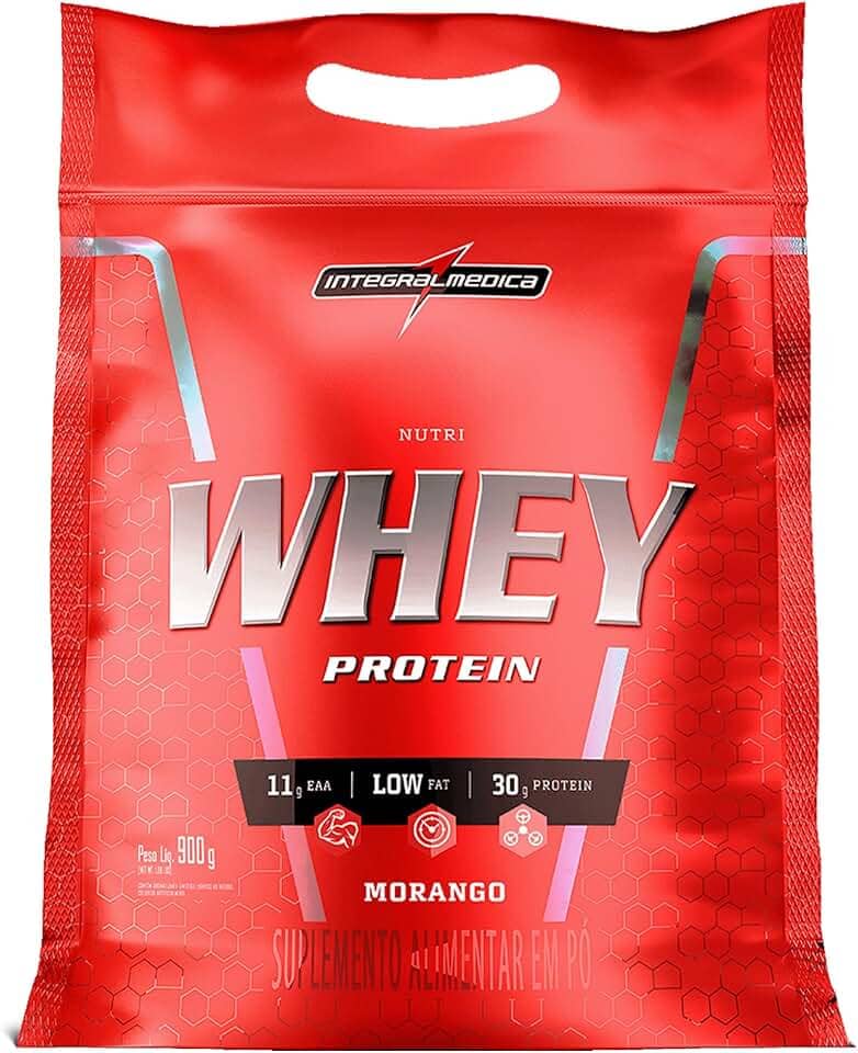 Integralmedica - Hipercalórico - NutriWhey Protein Morango- Pouch 900g - Fonte de Proteínas e Carboidratos - Suplemento Alimentar, Ganho Muscular e Recuperação Pós-Treino - Super Mass Gainer