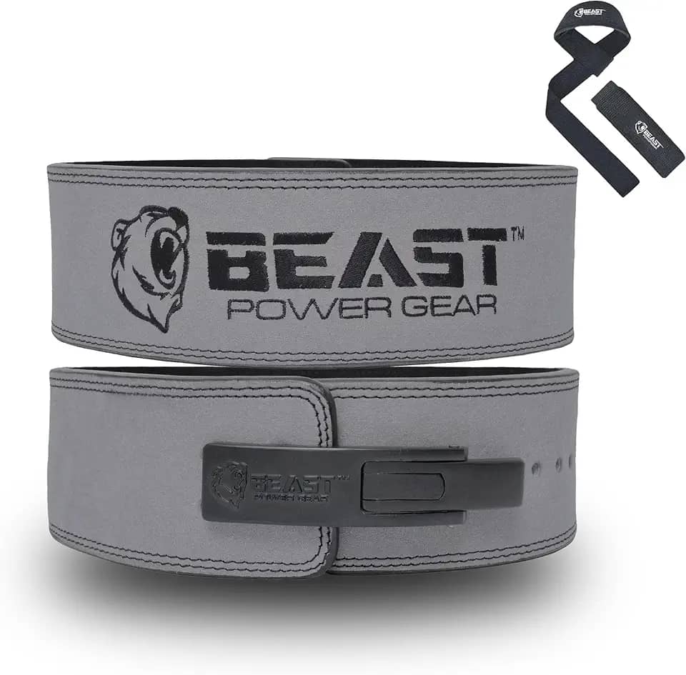 Beast Power Gear Cinto de levantamento de peso com fivela de alavanca de 10 mm, 13 mm de espessura e alça livre de 10 cm de largura - suporte avançado para levantamento de peso, levantamento de peso,
