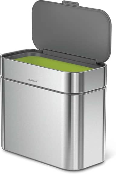 simplehuman Suporte de compostagem, compartimento destacável e de bancada, 4 litros/1,06 galões, aço inoxidável escovado