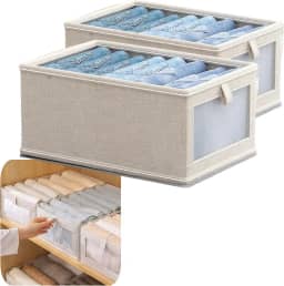 Kit Organizador de Guarda-Roupa com 2 Unidades – Organizador Multiuso, Kit Organizador de Roupa, Organizadores de Armário – Empilhável, Dobrável, Ideal para Closet, Calças, Camisetas e Enxoval