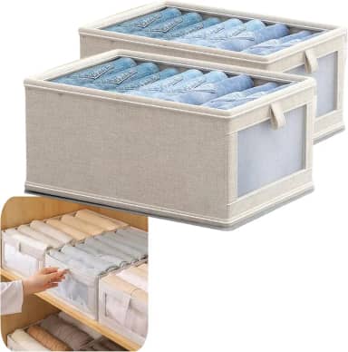 Kit Organizador de Guarda-Roupa com 2 Unidades – Organizador Multiuso, Kit Organizador de Roupa, Organizadores de Armário – Empilhável, Dobrável, Ideal para Closet, Calças, Camisetas e Enxoval