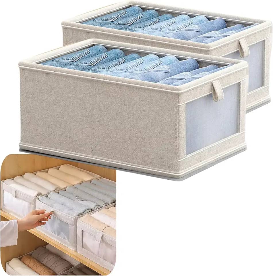 Kit Organizador de Guarda-Roupa com 2 Unidades – Organizador Multiuso, Kit Organizador de Roupa, Organizadores de Armário – Empilhável, Dobrável, Ideal para Closet, Calças, Camisetas e Enxoval