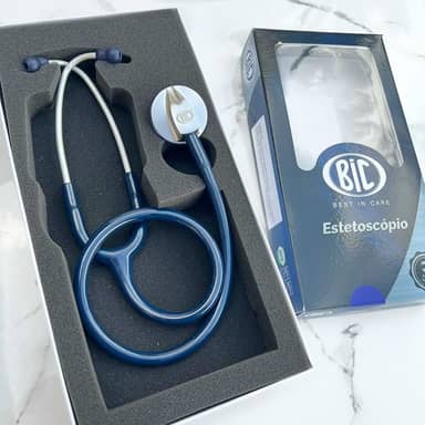 Estetoscópio Adulto Unisson Standard Azul BIC - Ideal para Estudantes Enfermagem e Veterinária