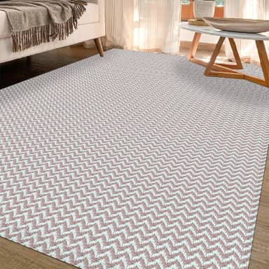 Tapete Sala Antiderrapante 1,40m x 2,50m Zig Zag (Nude)