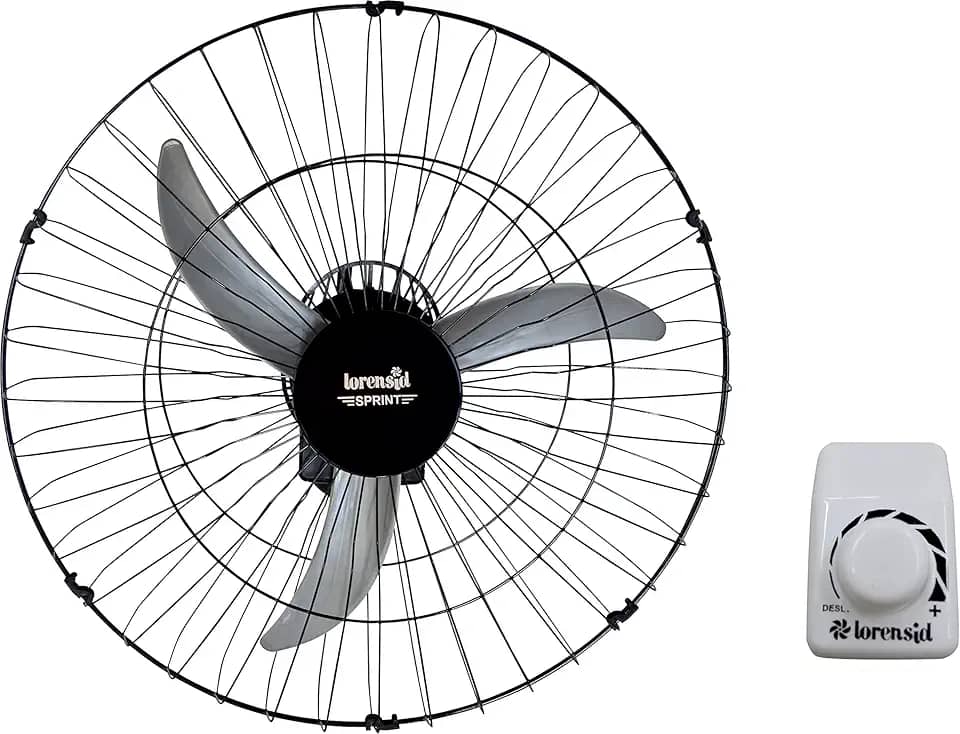 VENTILADOR DE PAREDE SPRINT 60CM PRETO BIVOLT LORENSID COM GRADE DE AÇO