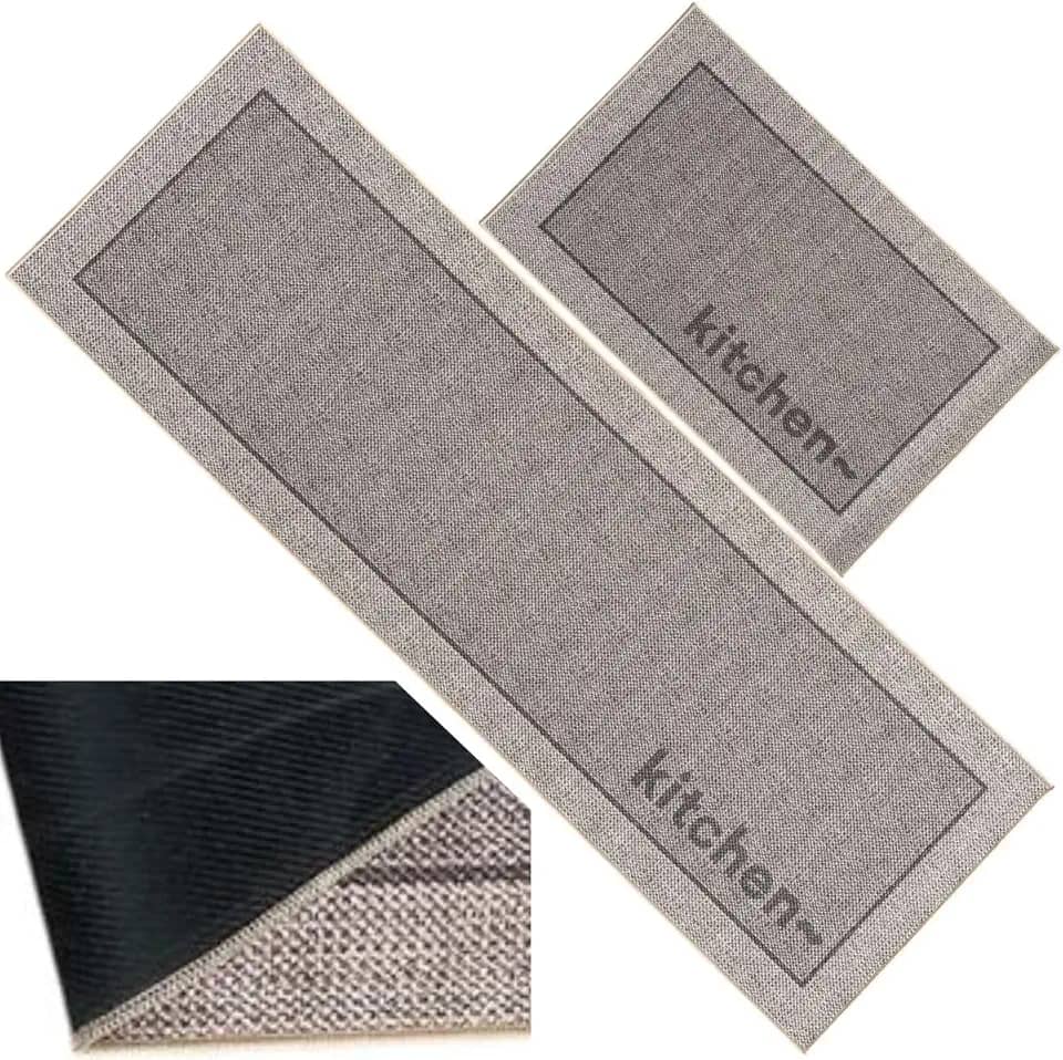 Kit com 2 Tapete Passadeira Antiderrapante Cozinha Emborrachado NilosDecor