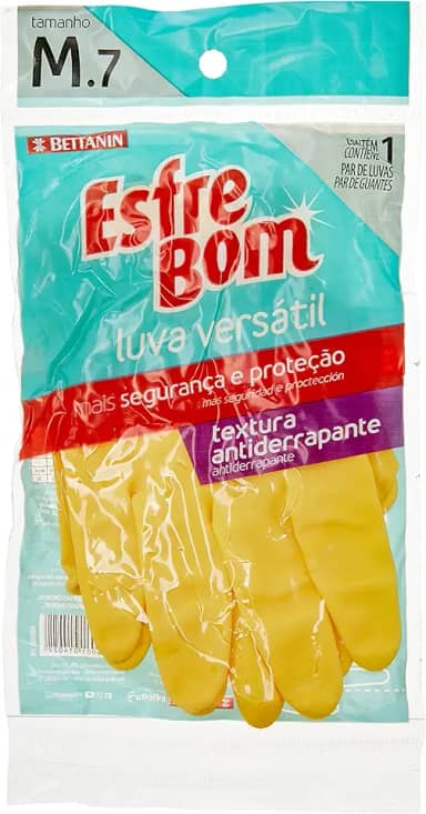 EsfreBom - Luva de Látex Versátil, Tamanho M, Cor Amarela, Bettanin