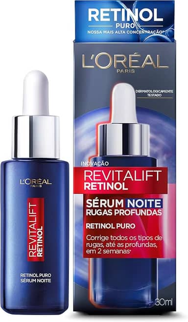 L'Oréal Paris Revitalift Pro-Retinol, Sérum Facial Antirrugas com Retinol Puro de Uso Noturno, Melhora a Firmeza da Pele e Reduz Rugas Profundas em 2 Semanas, 30ml