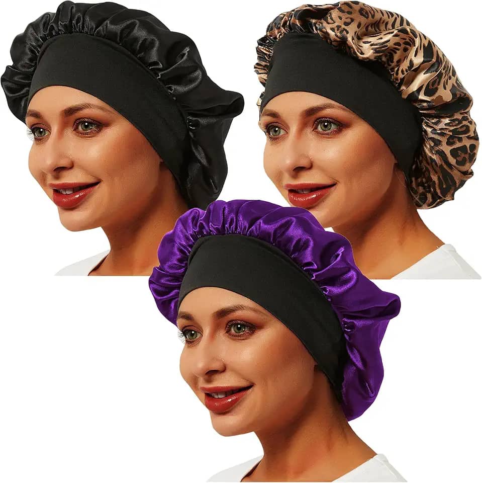 3 toucas extra sedosas de cetim para dormir