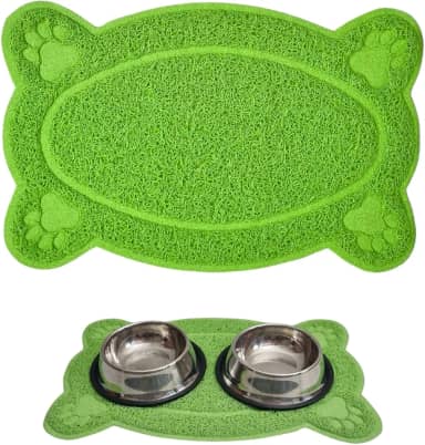 Tapete Pet em PVC, Jogo Americano, para Comedouro e Bebedouro, Caixa de Areia, Gatos e Cachorros, Limpeza e Organização, Fácil Limpar e Higienizar. 40x26cm (Verde, ÚNICO)