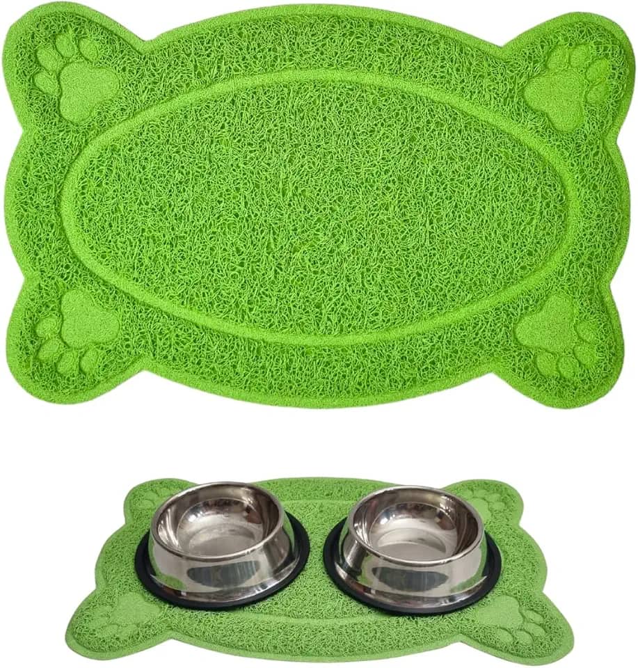 Tapete Pet em PVC, Jogo Americano, para Comedouro e Bebedouro, Caixa de Areia, Gatos e Cachorros, Limpeza e Organização, Fácil Limpar e Higienizar. 40x26cm (Verde, ÚNICO)