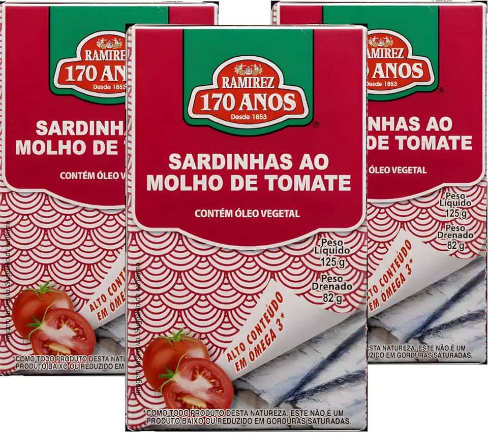 Sardinha em Lata Ramirez em Molho de Tomate - Tampa Abre Fácil - 125g - Enlatada - Portuguesa - 3 Un.