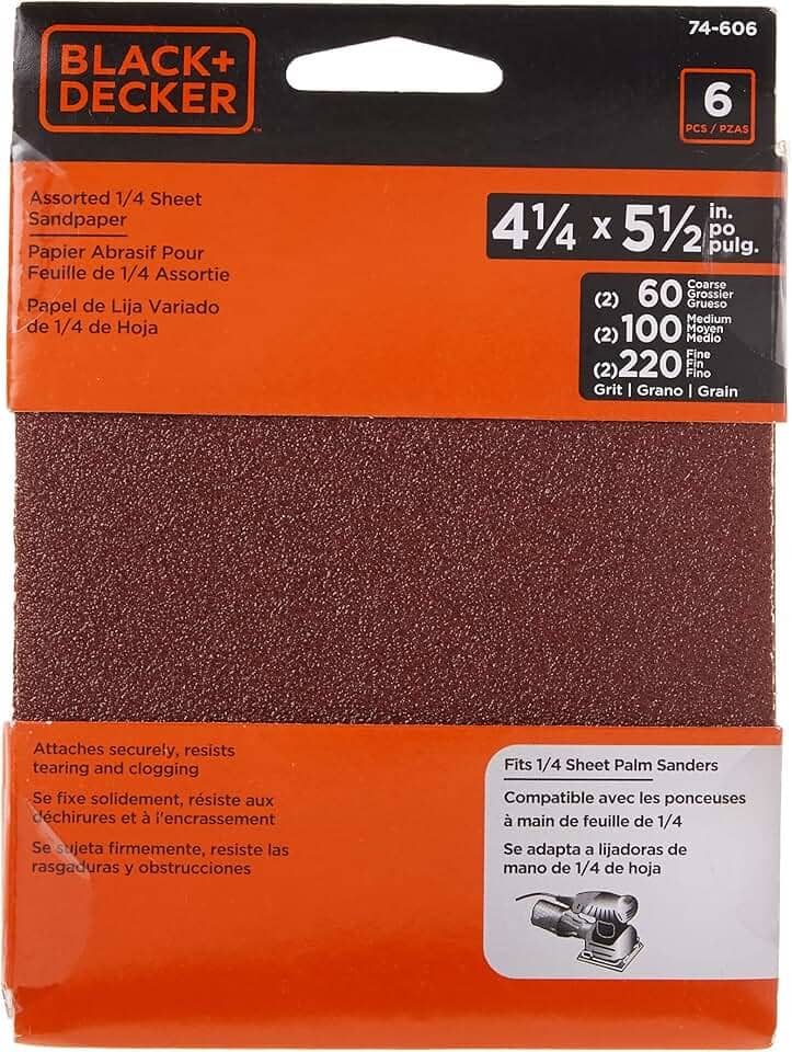 BLACK+DECKER Variedade de lixas, folha de 6 mm, pacote com 6 (74-606)