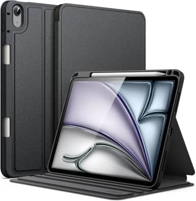 JETech Capa para iPad Air 11 Polegadas M3/M2 (2025/2024), iPad Air 5/4 (2022/2020 5ª/4ª 10,9 Polegadas) com Porta-Pencil, Suporte Fino Tipo Fólio, Ativação/Repouso Automático (Preto)