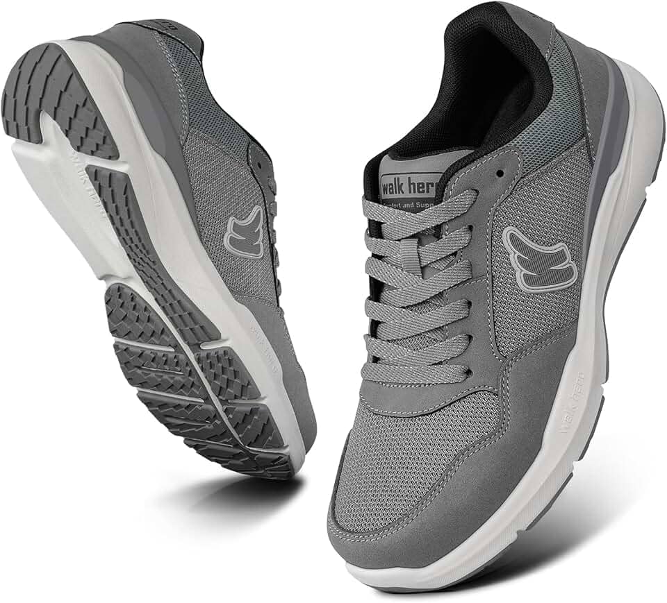 Tênis masculino de caminhada para fascite plantar, suporte de arco com sola de borracha antiderrapante, sapatos ortopédicos casuais confortáveis com bico largo