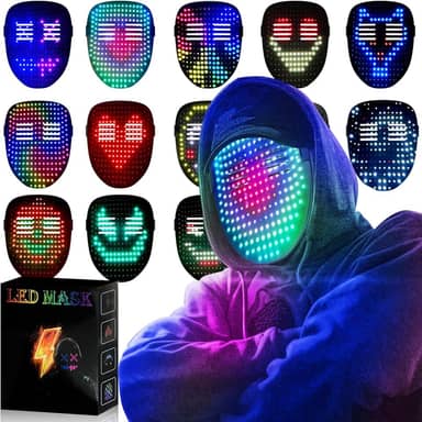 MEGOO Máscara de LED com gesto que transforma o rosto,máscara de brilho luminoso com luz digital fria de LED para fantasia de DJ,mascarada,rave,cosplay,festa de aniversário,para adultos e crianças