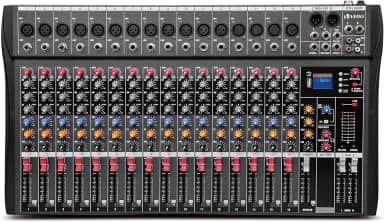 VDA216L Mixer Profissional 16 Canais para Shows ao Vivo, Karaokê - USB/Bluetooth, Efeito de Reverb, Saída de Monitoração, Controle de Som de Estúdio e Palco (Alimentação 110V/220V)